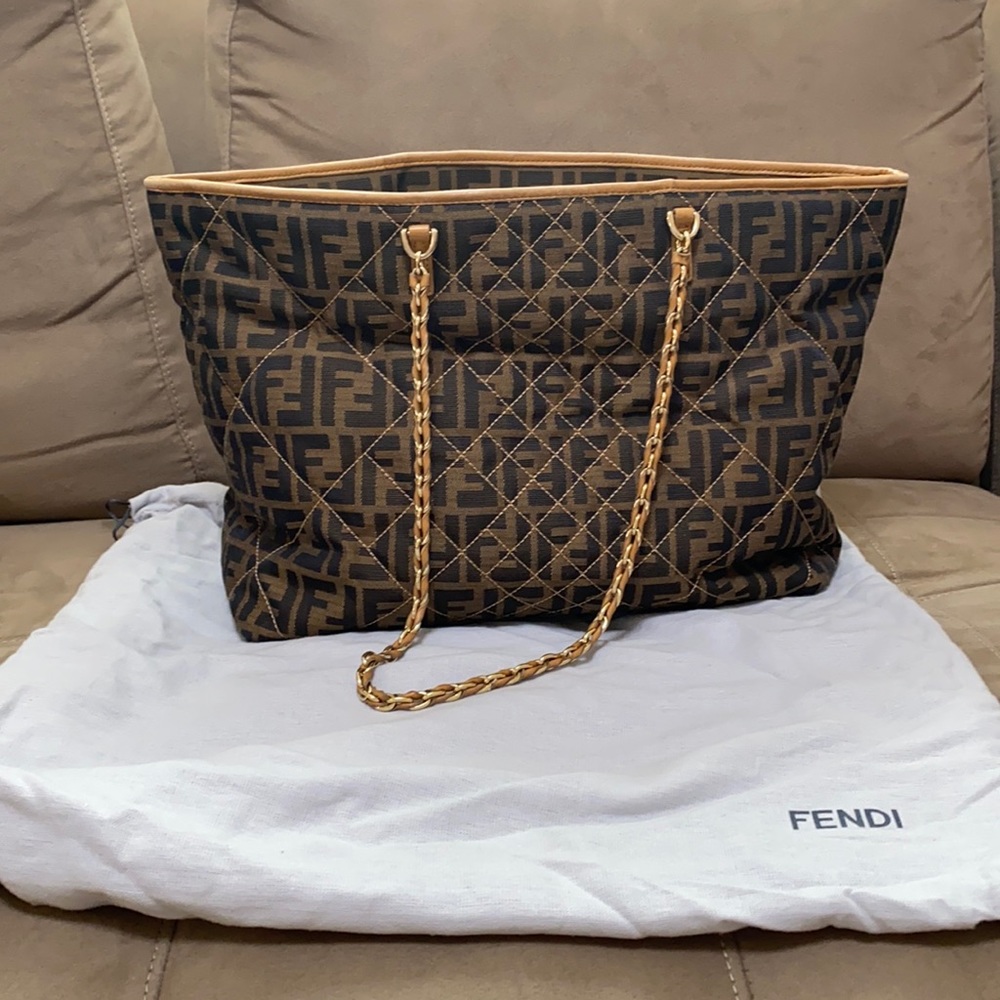 Fendi brown/beige Zucca Quilted Canvas Tote